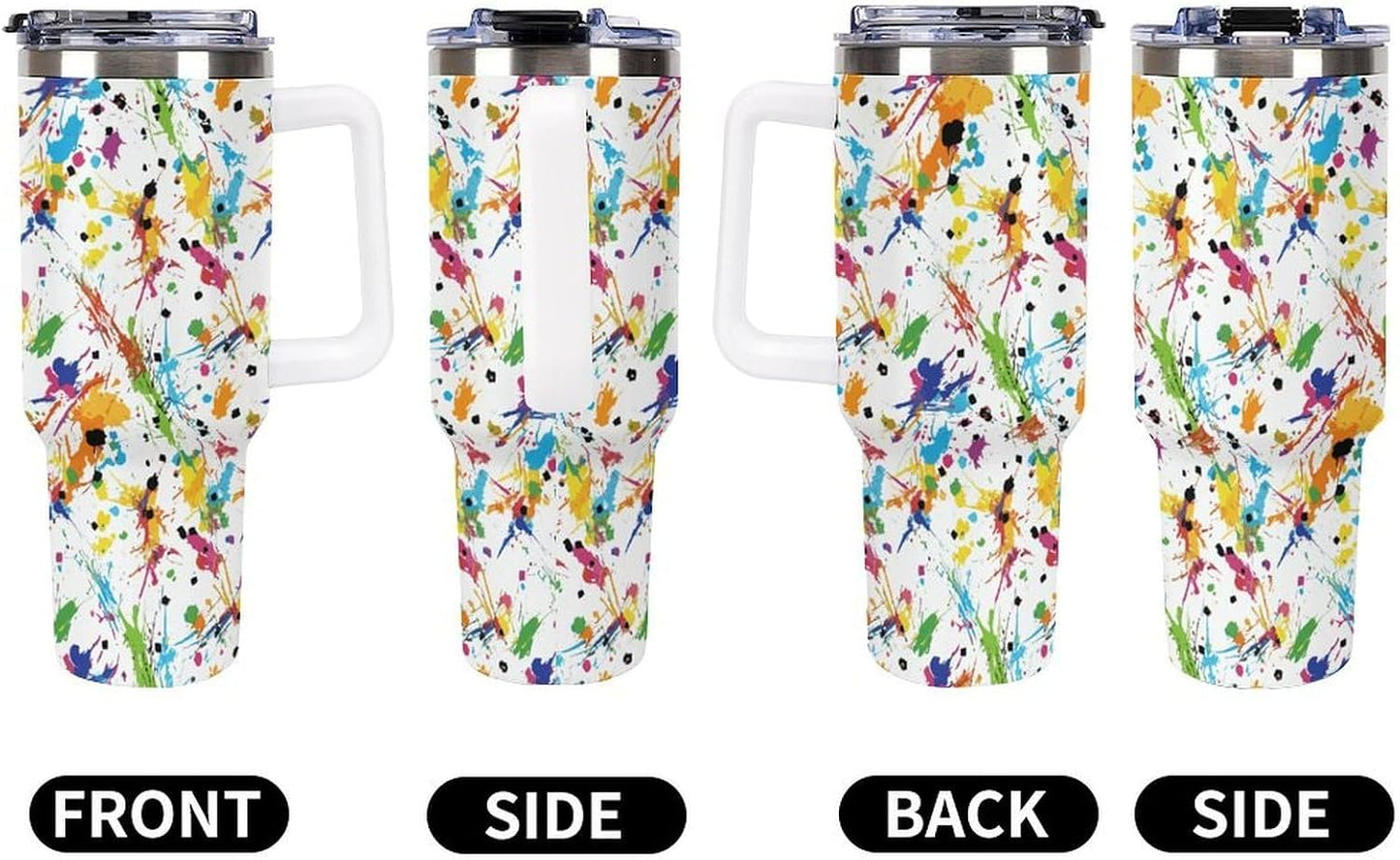 Leakproof Tumbler Vacuum Sealed Car Holder Friendly For Travel Teal And Peach Tropical Palm Leaf Pattern Water Tumbler white-style-23 - Colors C