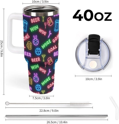 Leakproof Tumbler Vacuum Sealed Car Holder Friendly For Travel Teal And Peach Tropical Palm Leaf Pattern Water Tumbler white-style-23 - Colors C