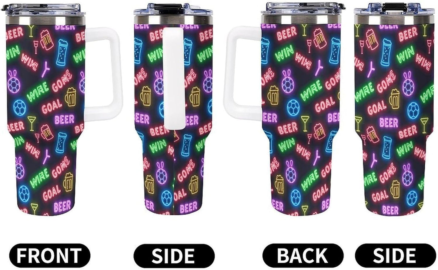 Leakproof Tumbler Vacuum Sealed Car Holder Friendly For Travel Teal And Peach Tropical Palm Leaf Pattern Water Tumbler white-style-23 - Colors C