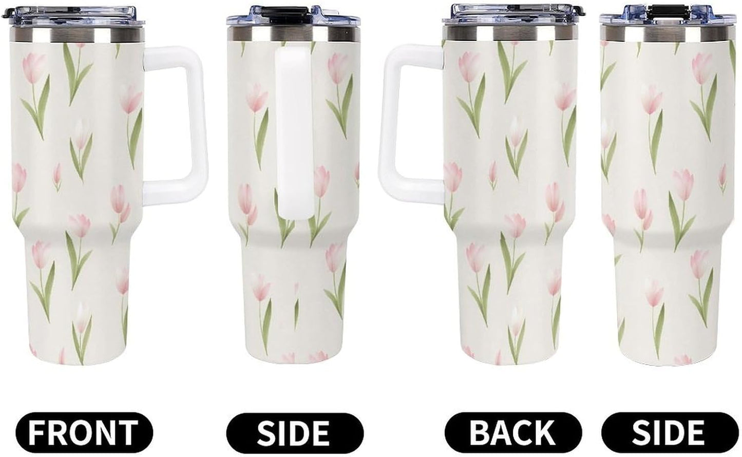 Leakproof Tumbler Vacuum Sealed Car Holder Friendly For Travel Teal And Peach Tropical Palm Leaf Pattern Water Tumbler white-style-23 - Colors C