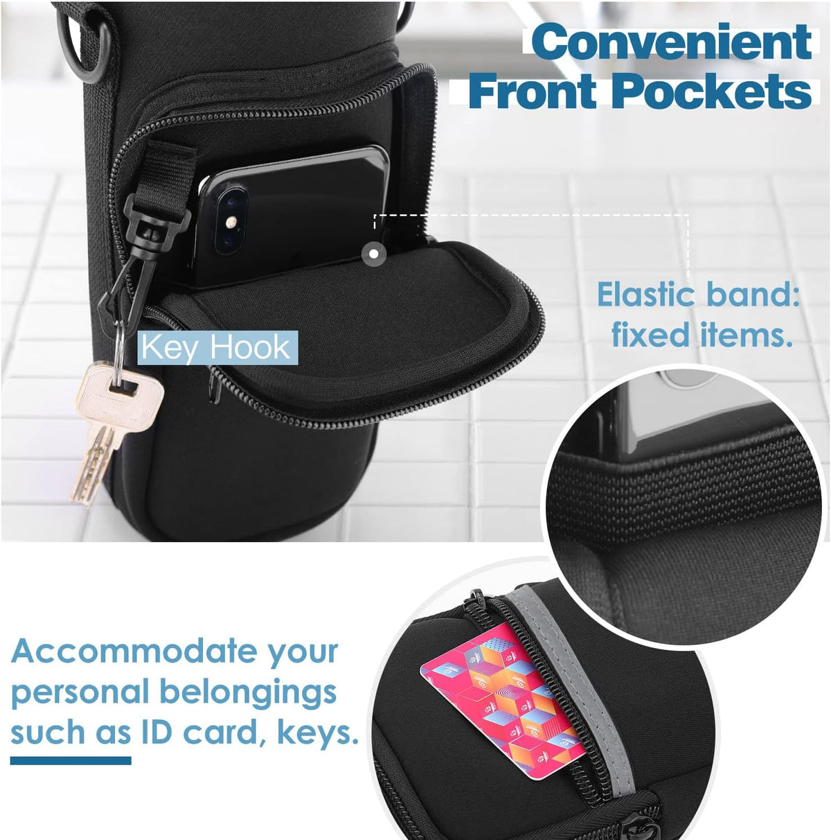 Water Bottle Carrier, 1000ML, Black - Colors A