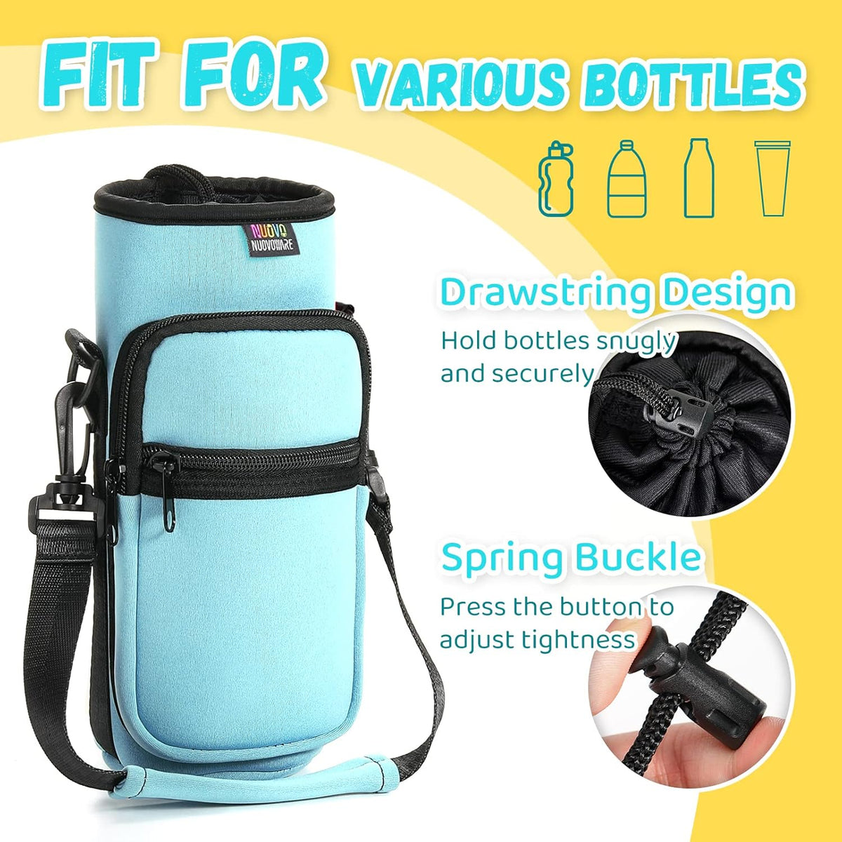 Water Bottle Carrier, 1000ML, Black - Colors A