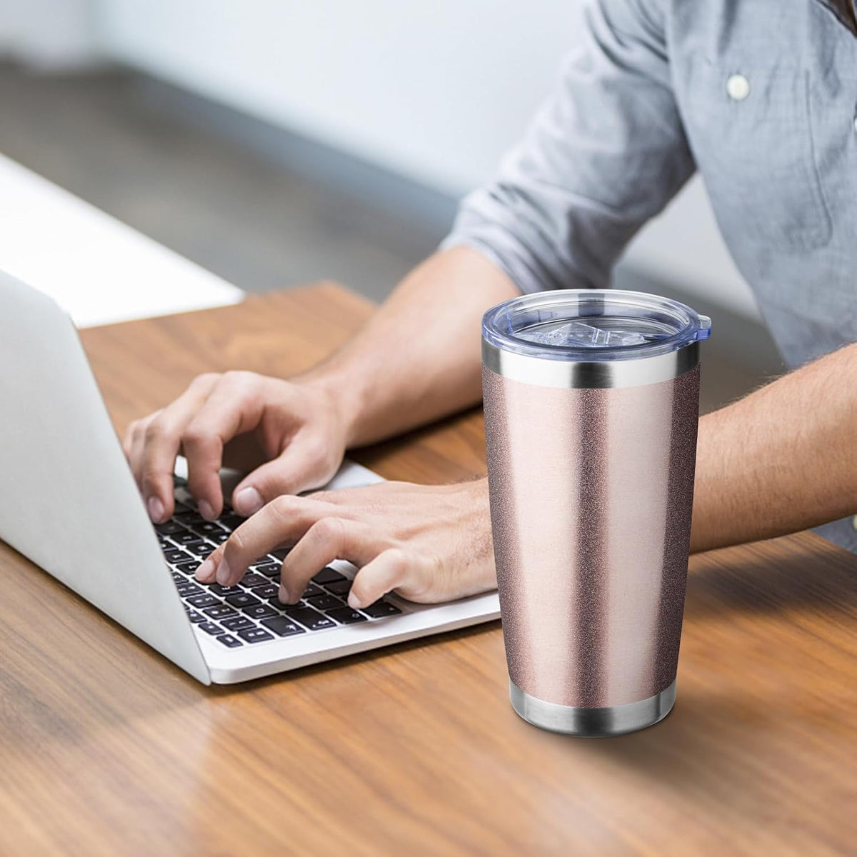 20oz Tumbler with Straw and Brush, Stainless Steel Vacuum Insulated tumbler, Double Wall Insulated Coffee Tumbler for Outdoor, Home, Travel,Office (Buff)