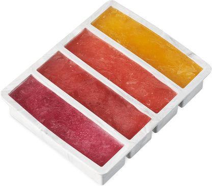 Ice Cube Tray, Makes Four 5-Inch Long Cubes, Durable Silicone Trays with Easy Release Design, Perfect for Water Bottles and Highball Glasses, Home Bar Accessories, Set of 1, Marble