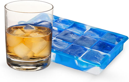 Ice Cube Tray, Makes Four 5-Inch Long Cubes, Durable Silicone Trays with Easy Release Design, Perfect for Water Bottles and Highball Glasses, Home Bar Accessories, Set of 1, Marble