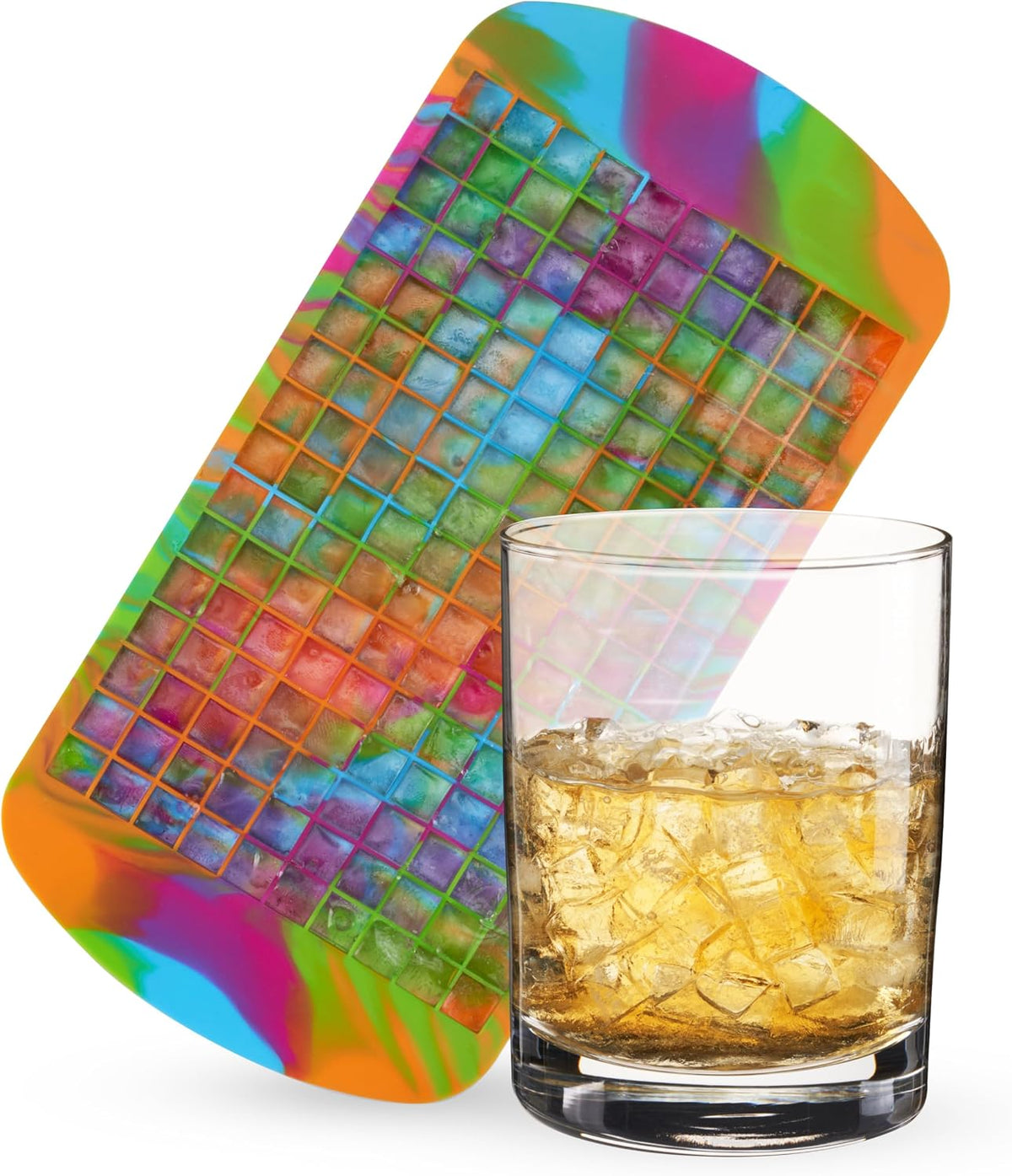 Ice Cube Tray, Makes Four 5-Inch Long Cubes, Durable Silicone Trays with Easy Release Design, Perfect for Water Bottles and Highball Glasses, Home Bar Accessories, Set of 1, Marble