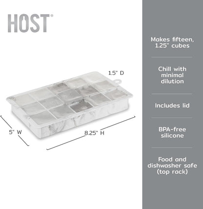Ice Cube Tray, Makes Four 5-Inch Long Cubes, Durable Silicone Trays with Easy Release Design, Perfect for Water Bottles and Highball Glasses, Home Bar Accessories, Set of 1, Marble