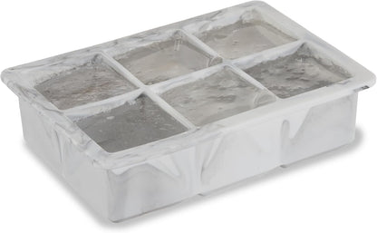 Ice Cube Tray, Makes Four 5-Inch Long Cubes, Durable Silicone Trays with Easy Release Design, Perfect for Water Bottles and Highball Glasses, Home Bar Accessories, Set of 1, Marble