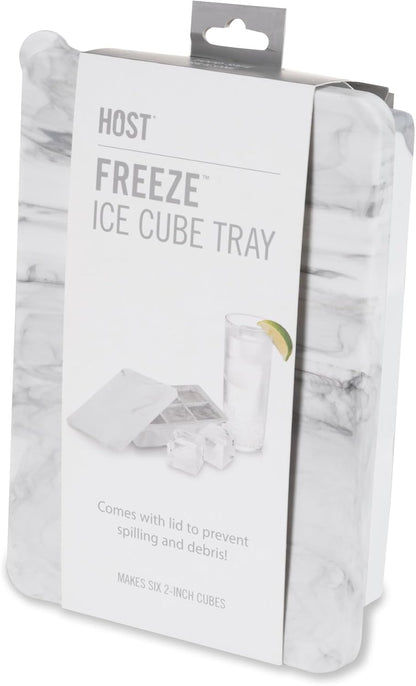 Ice Cube Tray, Makes Four 5-Inch Long Cubes, Durable Silicone Trays with Easy Release Design, Perfect for Water Bottles and Highball Glasses, Home Bar Accessories, Set of 1, Marble