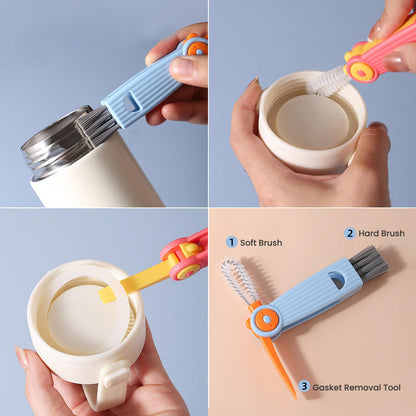 Ariseno 7-in-1 Baby Bottle Cleaner Set, Including Nylon & Silicone Bottle Brush, Cap, Straw & Nipple Brushes, BPA-Free (Gray)