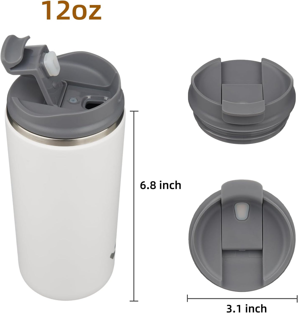 16oz Travel Coffee Mug with Lid, Insulated Stainless Tumbler