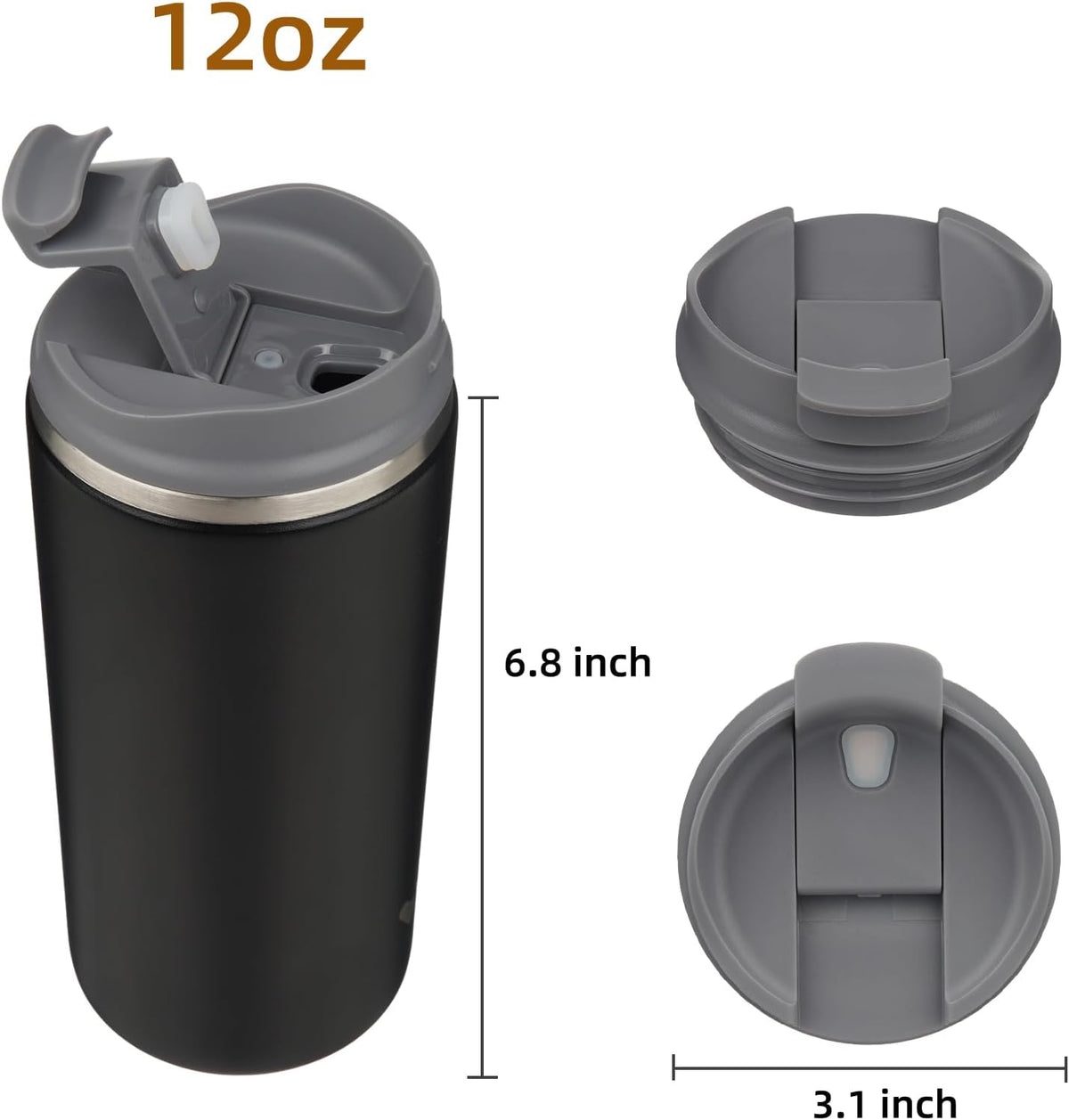 16oz Travel Coffee Mug with Lid, Insulated Stainless Tumbler