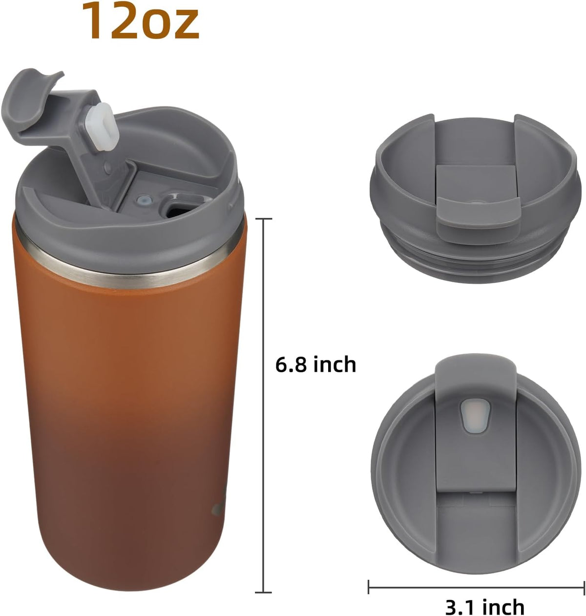 16oz Travel Coffee Mug with Lid, Insulated Stainless Tumbler