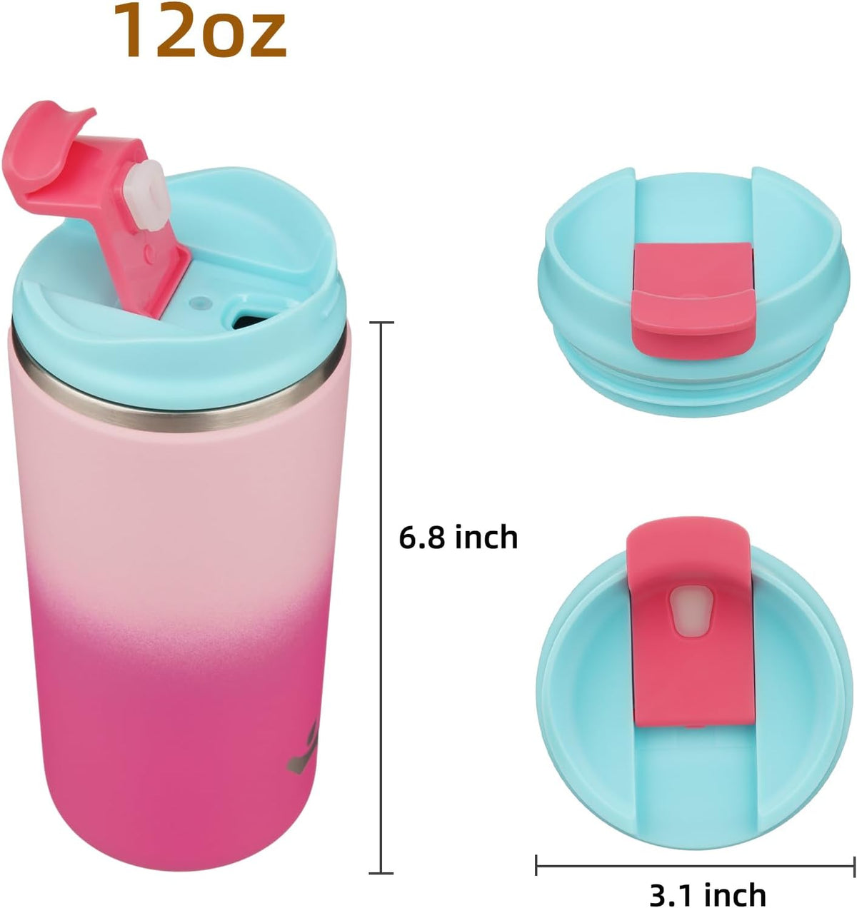 16oz Travel Coffee Mug with Lid, Insulated Stainless Tumbler