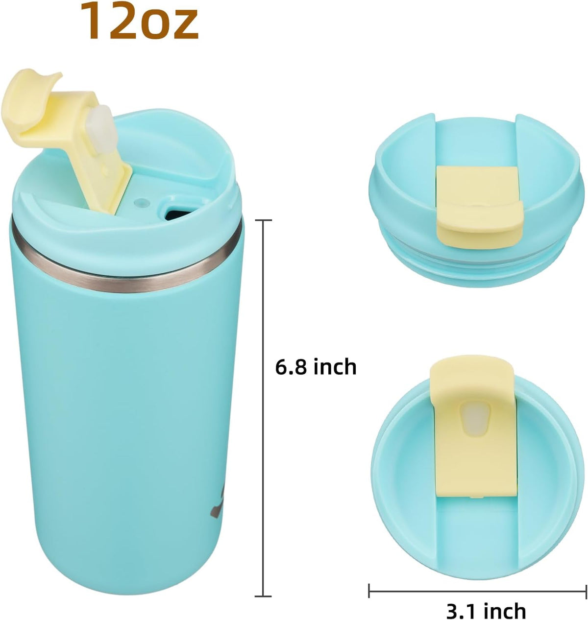 16oz Travel Coffee Mug with Lid, Insulated Stainless Tumbler
