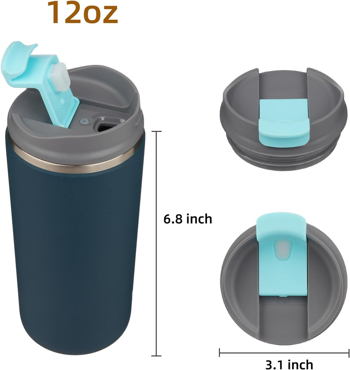 16oz Travel Coffee Mug with Lid, Insulated Stainless Tumbler