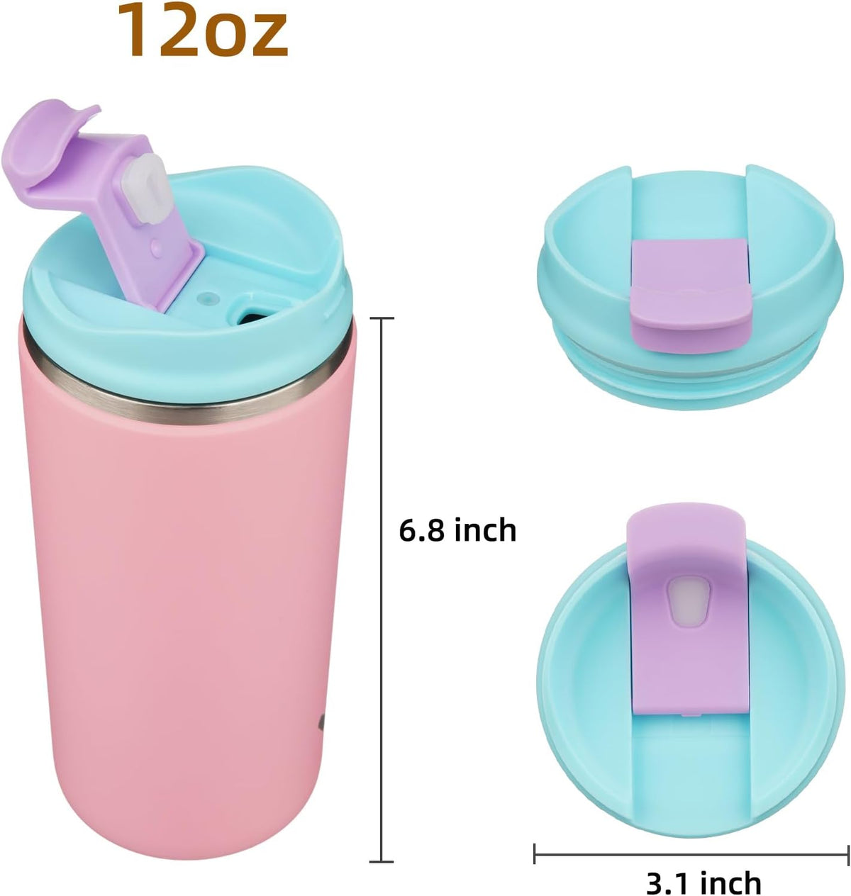 16oz Travel Coffee Mug with Lid, Insulated Stainless Tumbler