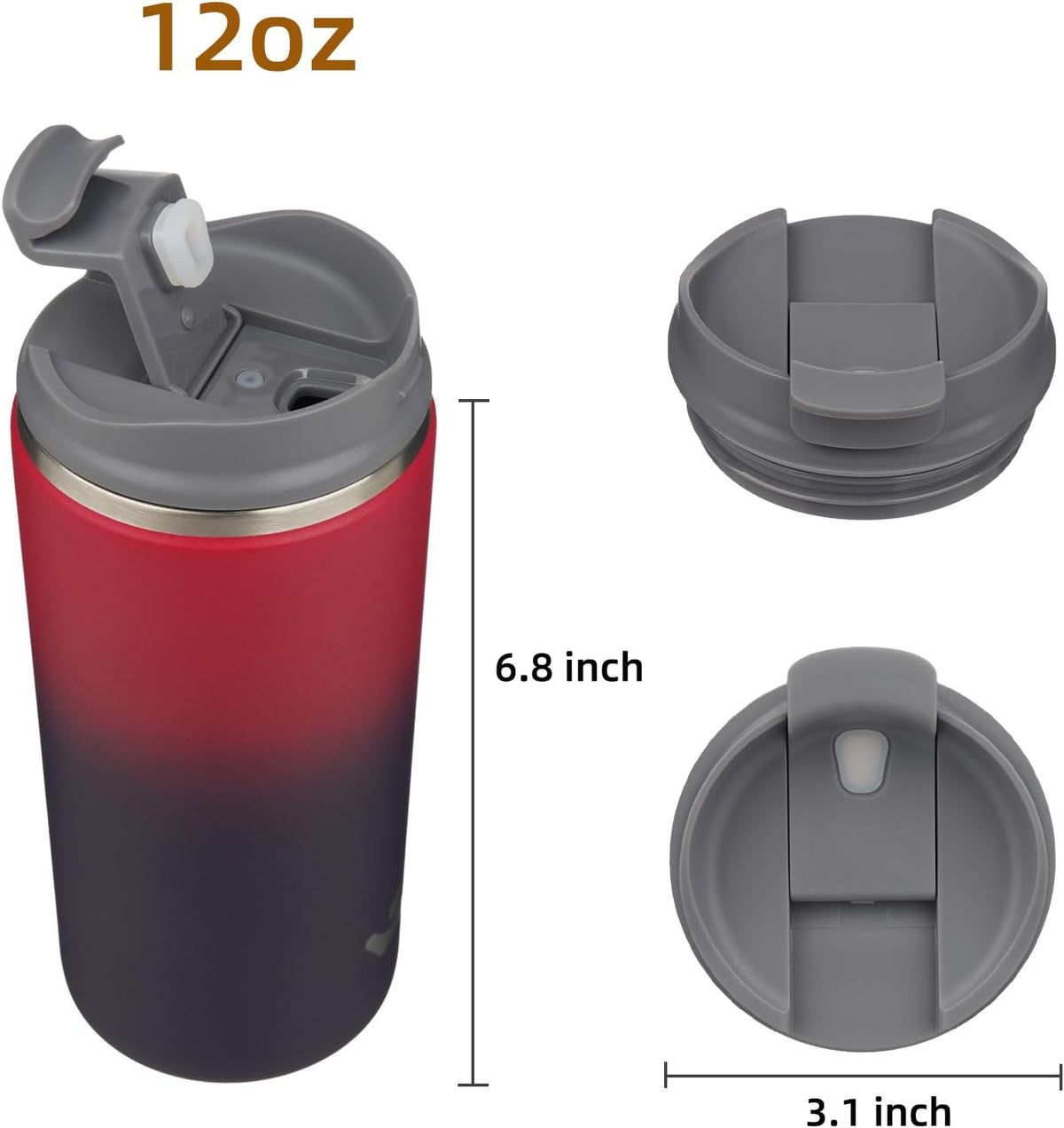 16oz Travel Coffee Mug with Lid, Insulated Stainless Tumbler