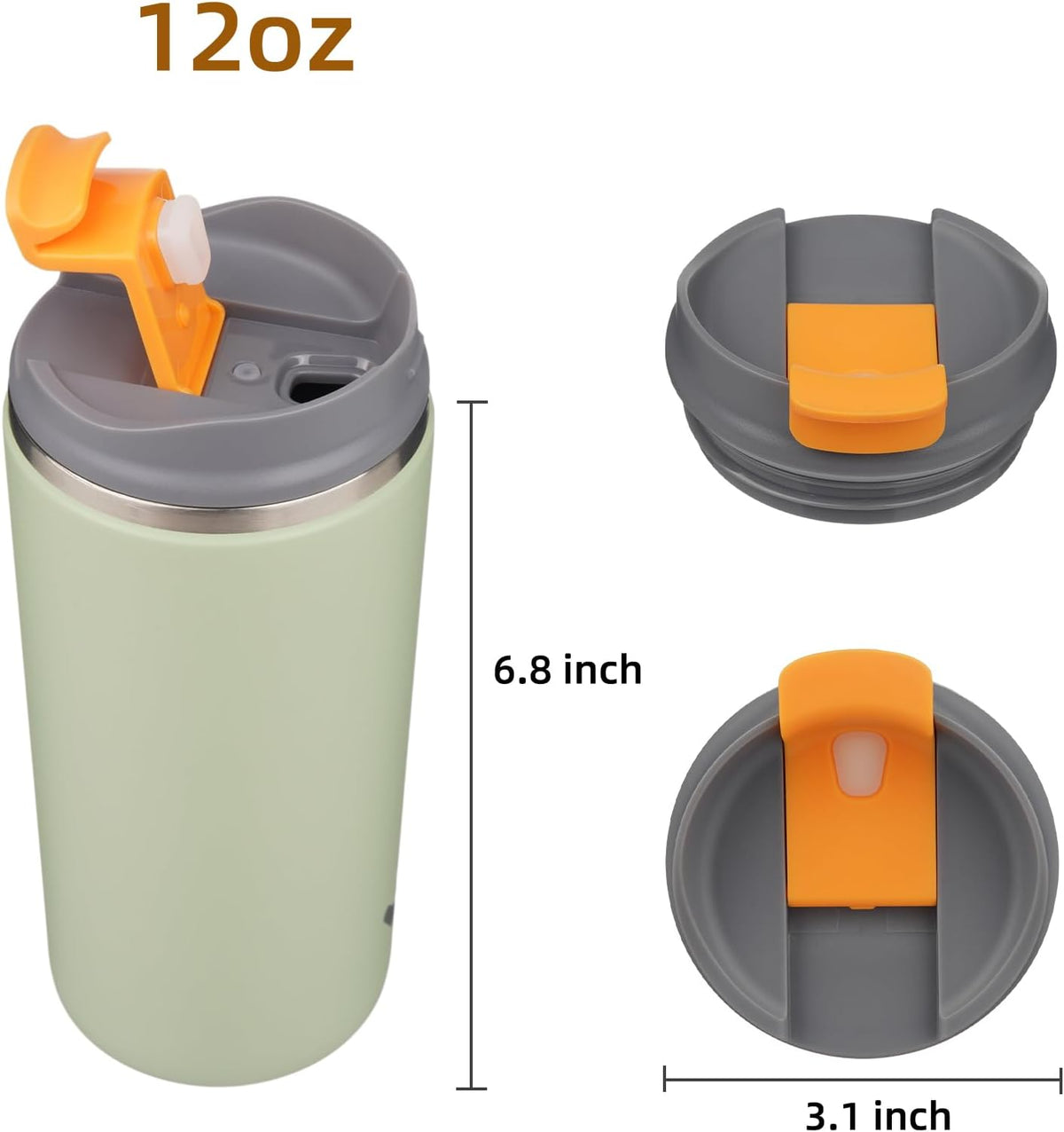 16oz Travel Coffee Mug with Lid, Insulated Stainless Tumbler