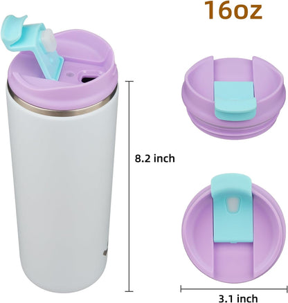 16oz Travel Coffee Mug with Lid, Insulated Stainless Tumbler