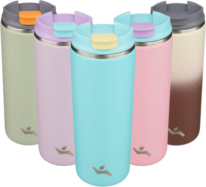 16oz Travel Coffee Mug with Lid, Insulated Stainless Tumbler