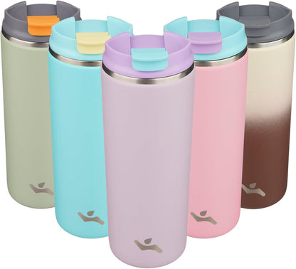 16oz Travel Coffee Mug with Lid, Insulated Stainless Tumbler