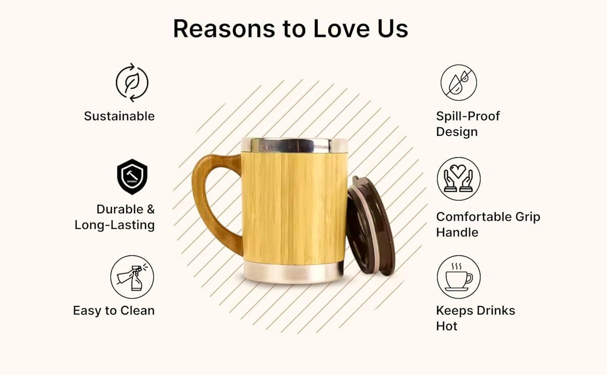 Stainless Steel Coffee Mug 350 ml | Insulated Travel Mug with Lid | Hot & Cold | Office & Car