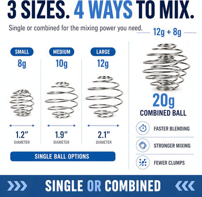 Stainless Steel Shaker Ball for Protein Shakes, Wire Whisk Mixer Balls for Shaker Bottles, Fast & Smooth Mixing (2)