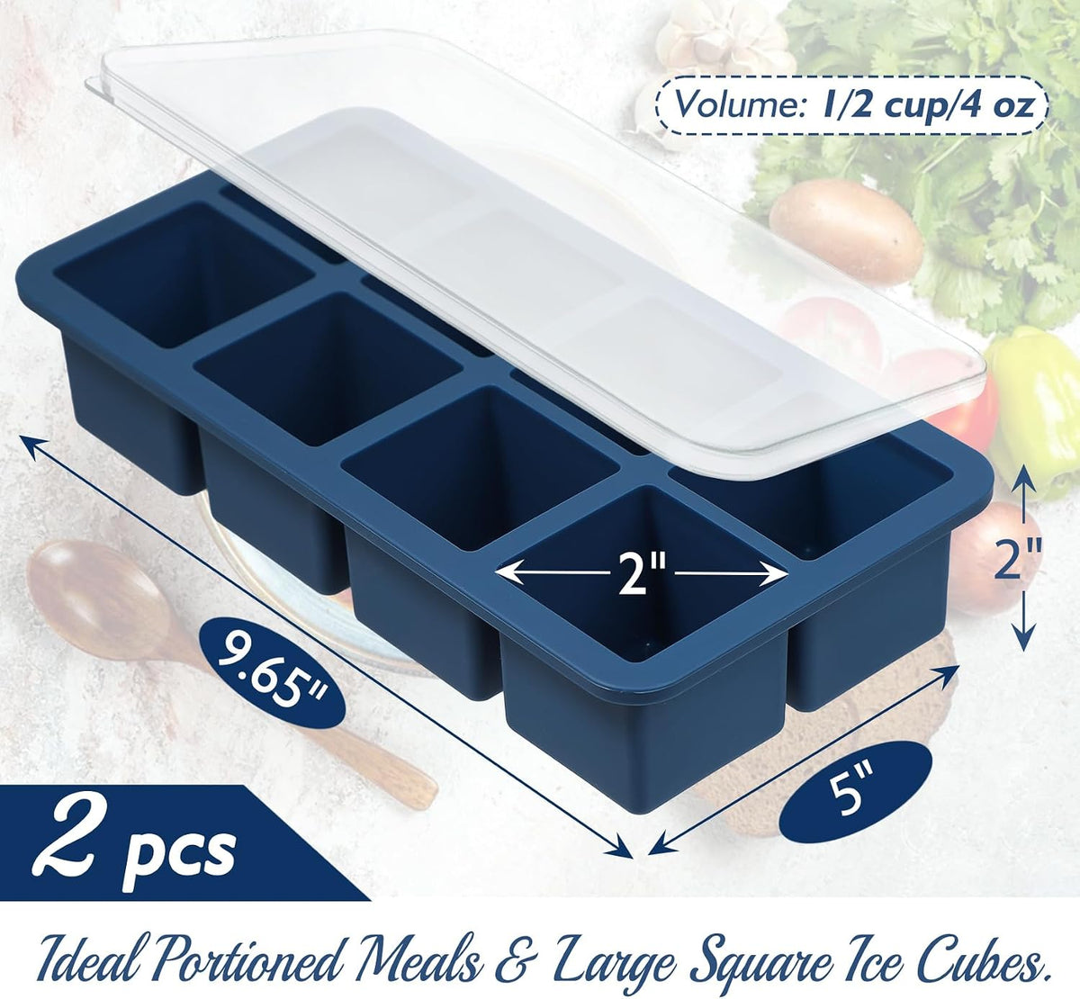 Water Bottle Ice Cube Tray with Silicone Lids, 2 Pcs Long Ice Stick Molds - Stackable & Space-Saving, Perfect for Highball Drinks, Cocktail Parties & Sports Bottles