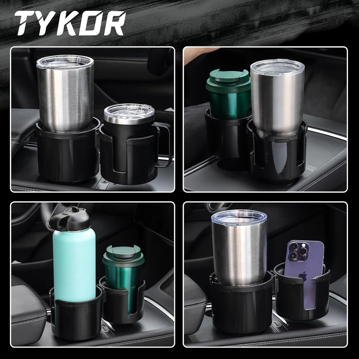 Car Cup Holder Expander, 2 in 1 Adapter with Expandable Base
