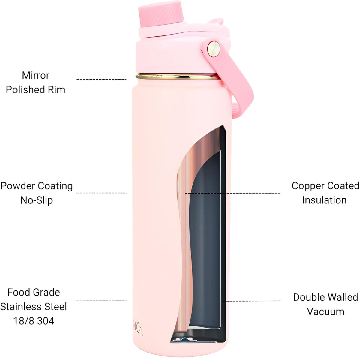 Stainless Steel Water Bottle Spout Lid Vacuum Insulated Double Wall Water Bottle Wide Mouth Leak Proof Keep Cold Sport Camping Hiking - Colors A
