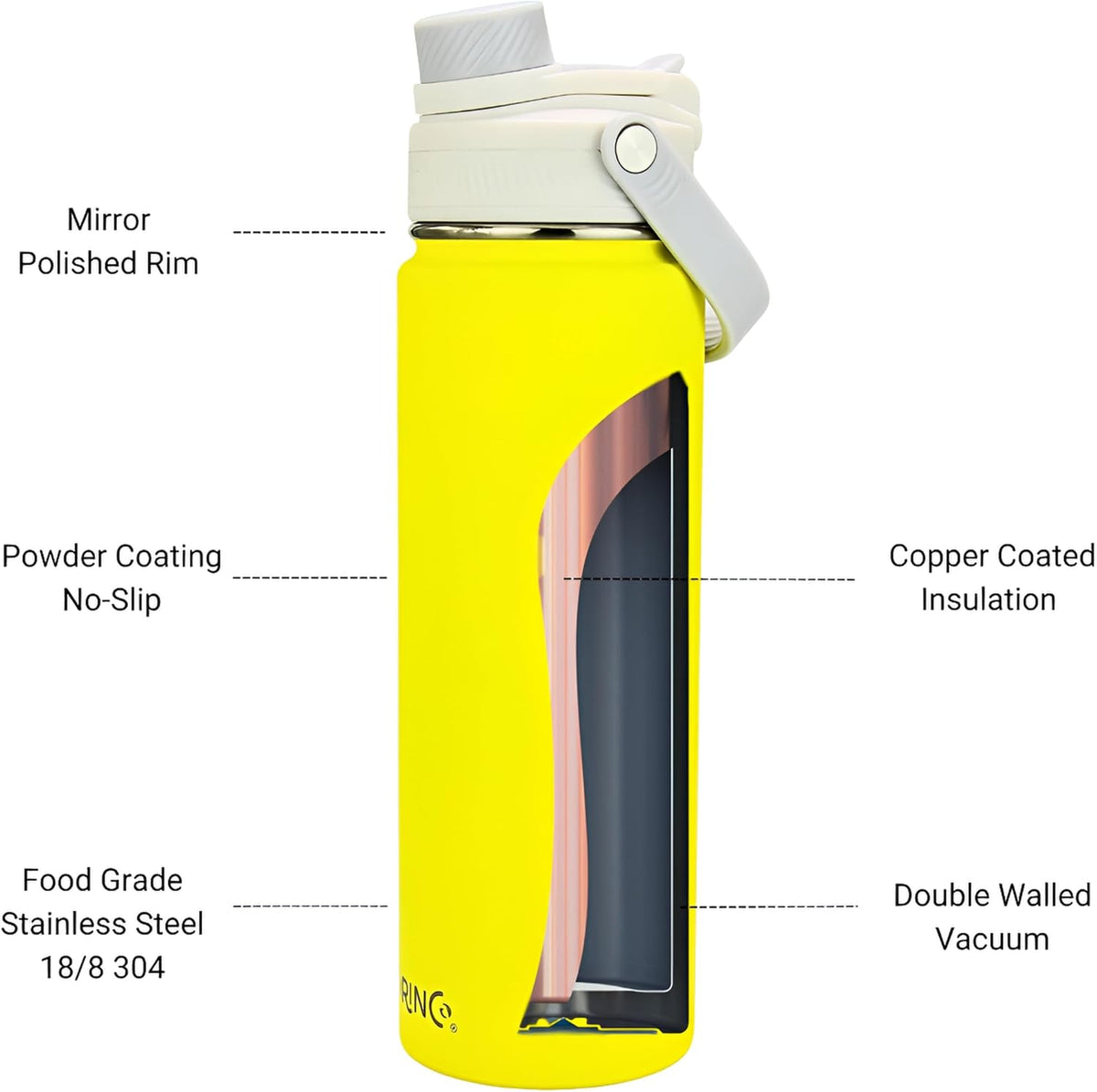 Stainless Steel Water Bottle Spout Lid Vacuum Insulated Double Wall Water Bottle Wide Mouth Leak Proof Keep Cold Sport Camping Hiking - Colors A