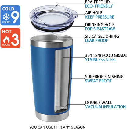 20oz Stainless Steel Tumblers Bulk, Insulated Travel Cup with Lid, Double Wall Vacuum Coffee Mug for Cold & Hot Drinks 1 Pack, Orange