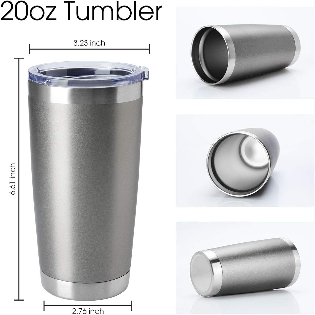 20oz Stainless Steel Tumblers Bulk, Insulated Travel Cup with Lid, Double Wall Vacuum Coffee Mug for Cold & Hot Drinks 1 Pack, Orange