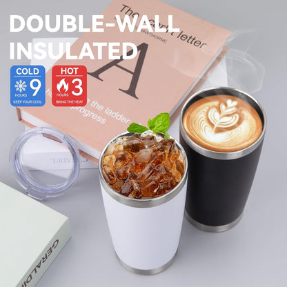 20oz Stainless Steel Tumblers Bulk, Insulated Travel Cup with Lid, Double Wall Vacuum Coffee Mug for Cold & Hot Drinks 1 Pack, Orange