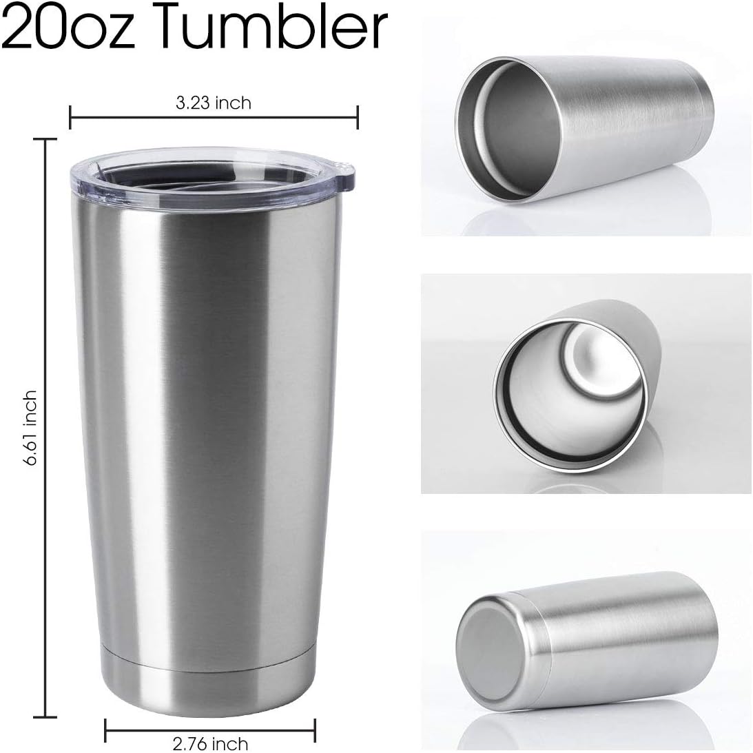 20oz Stainless Steel Tumblers Bulk, Insulated Travel Cup with Lid, Double Wall Vacuum Coffee Mug for Cold & Hot Drinks 1 Pack, Orange