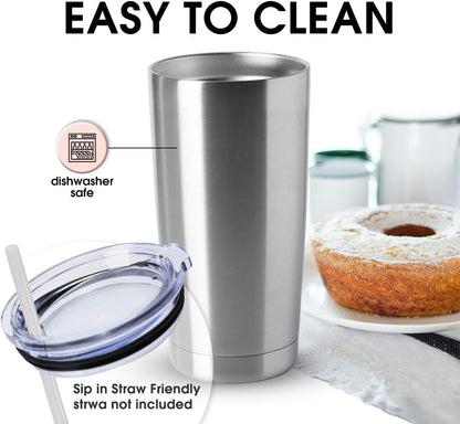20oz Stainless Steel Tumblers Bulk, Insulated Travel Cup with Lid, Double Wall Vacuum Coffee Mug for Cold & Hot Drinks 1 Pack, Orange