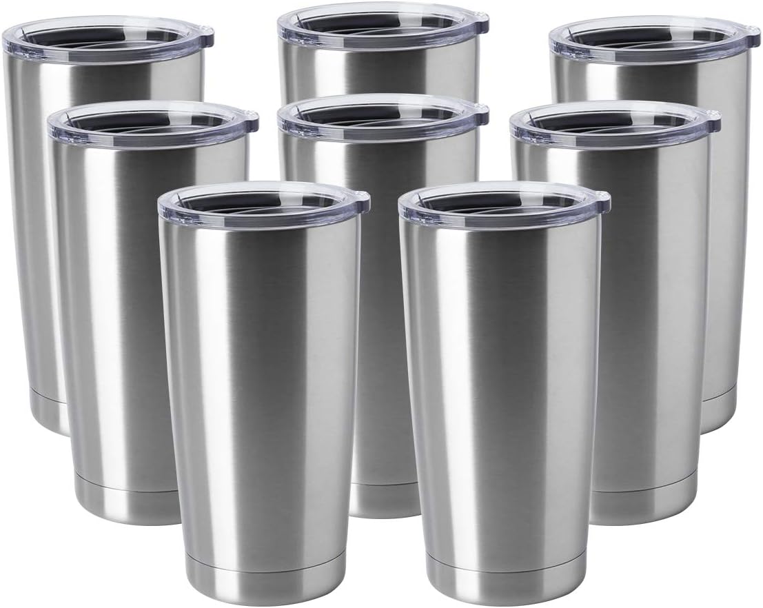 20oz Stainless Steel Tumblers Bulk, Insulated Travel Cup with Lid, Double Wall Vacuum Coffee Mug for Cold & Hot Drinks 1 Pack, Orange