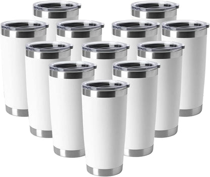 20oz Stainless Steel Tumblers Bulk, Insulated Travel Cup with Lid, Double Wall Vacuum Coffee Mug for Cold & Hot Drinks 1 Pack, Orange