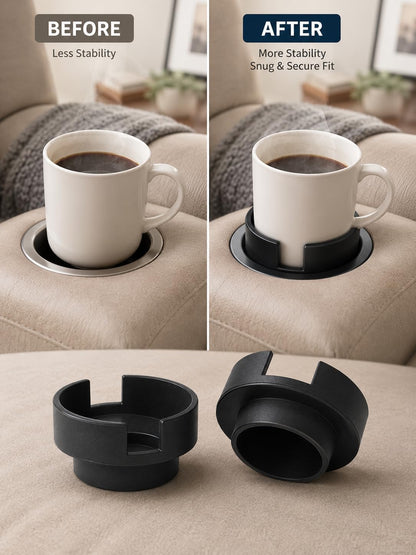 Couch Cup Holder Adapter Insert, Expands Sofa Cup Holder for Mugs & Tumblers, Universal Anti-Slip Couch Cup Holder Insert for Recliner & Sectional Use