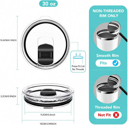 30 oz Tumbler Lid, Replacement Lids Compatible for YETI 30/32 oz Tumbler, 14 oz Mug and 35 oz Straw Mug, Travel Spill Proof Cup Lids Covers with Magnetic Slider Switch, BPA Free