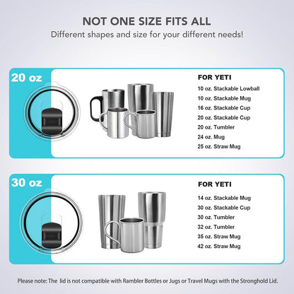 30 oz Tumbler Lid, Replacement Lids Compatible for YETI 30/32 oz Tumbler, 14 oz Mug and 35 oz Straw Mug, Travel Spill Proof Cup Lids Covers with Magnetic Slider Switch, BPA Free