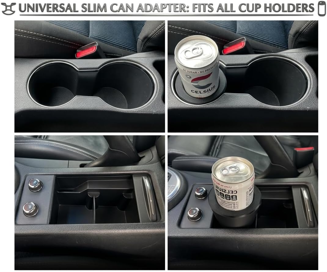 Slim Can Universal Cup Holder Adapter Slim Cup 8.4 oz / 12 oz can Holder Expander Car Cup Holder Fits Red Bull Celsius Energy Drink Michelob White Claw Truly Black - 3D Printed in USA