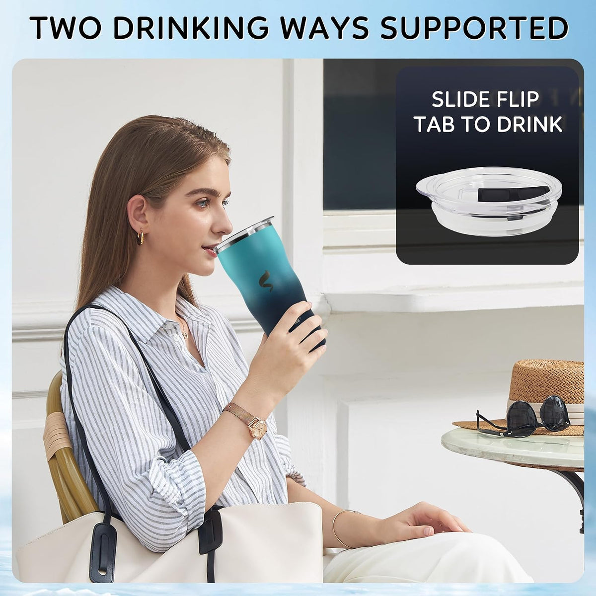 20 oz Insulated Tumbler, Straw and Flat Lids,Jelly Green | 18/8 stainless steel, double-wall vacuum insulation, BPA-free materials, reusable straw, for everyday hot and cold drinks.