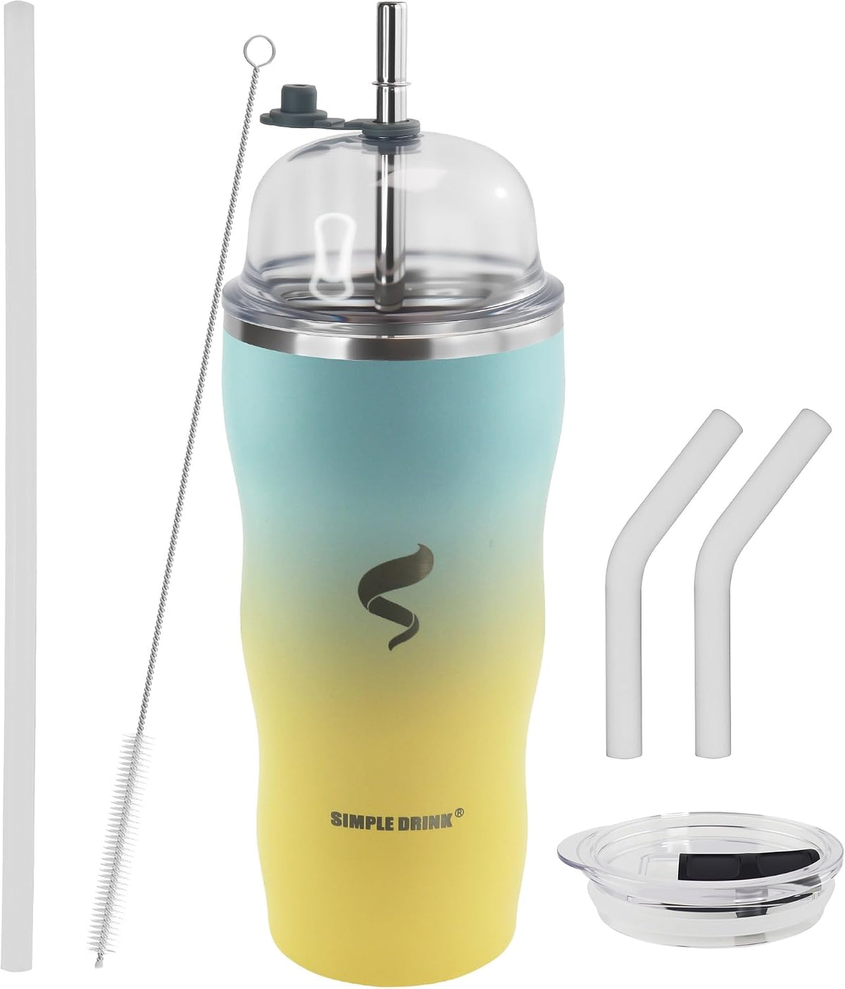 20 oz Insulated Tumbler, Straw and Flat Lids,Jelly Green | 18/8 stainless steel, double-wall vacuum insulation, BPA-free materials, reusable straw, for everyday hot and cold drinks.