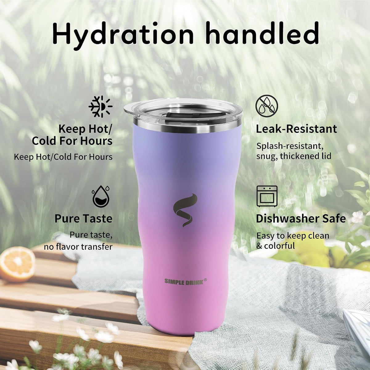 20 oz Insulated Tumbler, Straw and Flat Lids,Jelly Green | 18/8 stainless steel, double-wall vacuum insulation, BPA-free materials, reusable straw, for everyday hot and cold drinks.