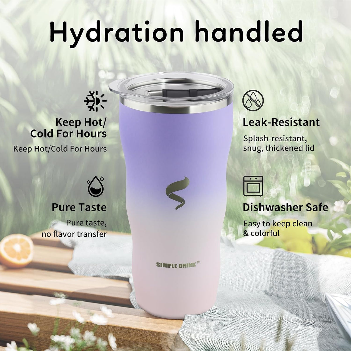 20 oz Insulated Tumbler, Straw and Flat Lids,Jelly Green | 18/8 stainless steel, double-wall vacuum insulation, BPA-free materials, reusable straw, for everyday hot and cold drinks.