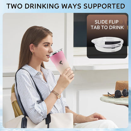 20 oz Insulated Tumbler, Straw and Flat Lids,Jelly Green | 18/8 stainless steel, double-wall vacuum insulation, BPA-free materials, reusable straw, for everyday hot and cold drinks.