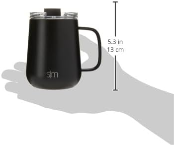 Simple Modern Voyager Signature Mug | Travel Coffee Tumbler with 360° Lid and Handle | Ceramic-Lined Insulated Stainless Steel Iced Cold Brew Cup | 12oz, Blue Dune