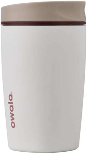 Owala SmoothSip Slider Insulated Stainless Steel Coffee Tumbler, Reusable Iced Coffee Cup, Hot Coffee Travel Mug, BPA Free 20 oz, Grey/Blue (High Dive)